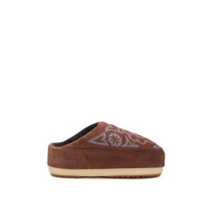 Női alacsony téli cipők MOON BOOT MB MULE EMBROIDERED SUEDE-MF18 BROWN BLUE kép